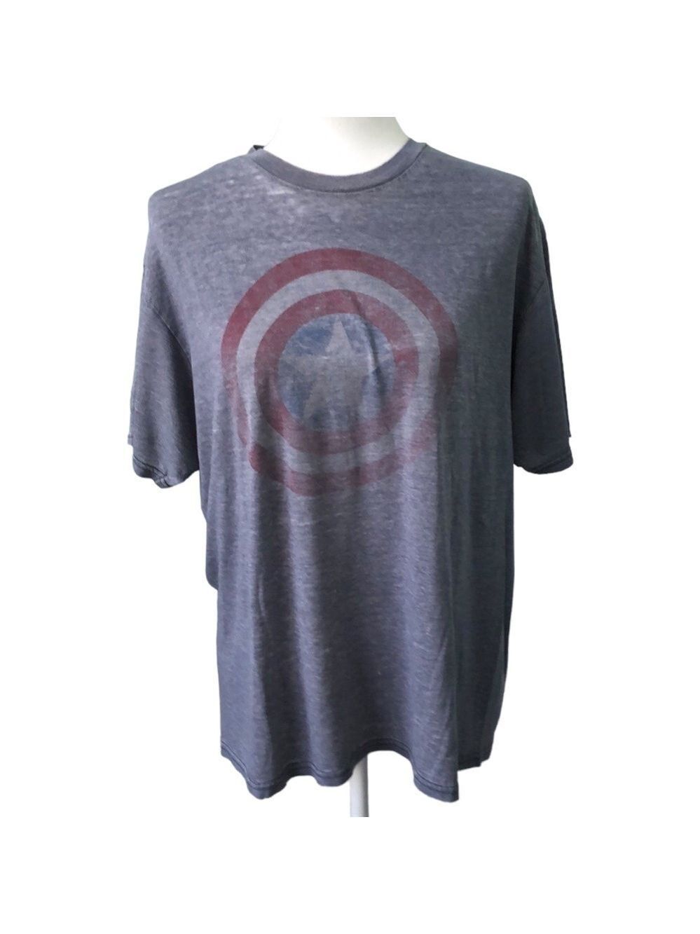 Captain America Faded Graphic Tee Gray Size Large - Picture 1 of 13
